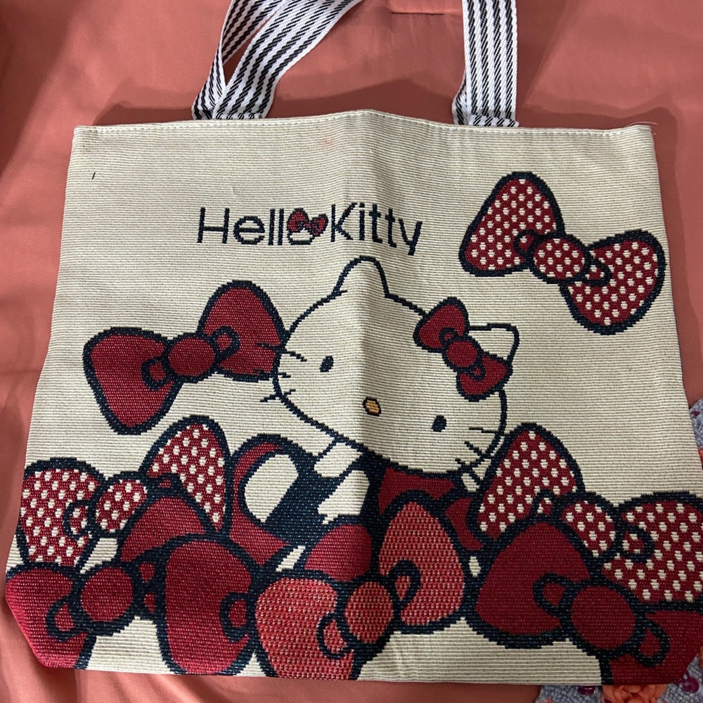 Hello Kitty Cream Tote with Red Bows